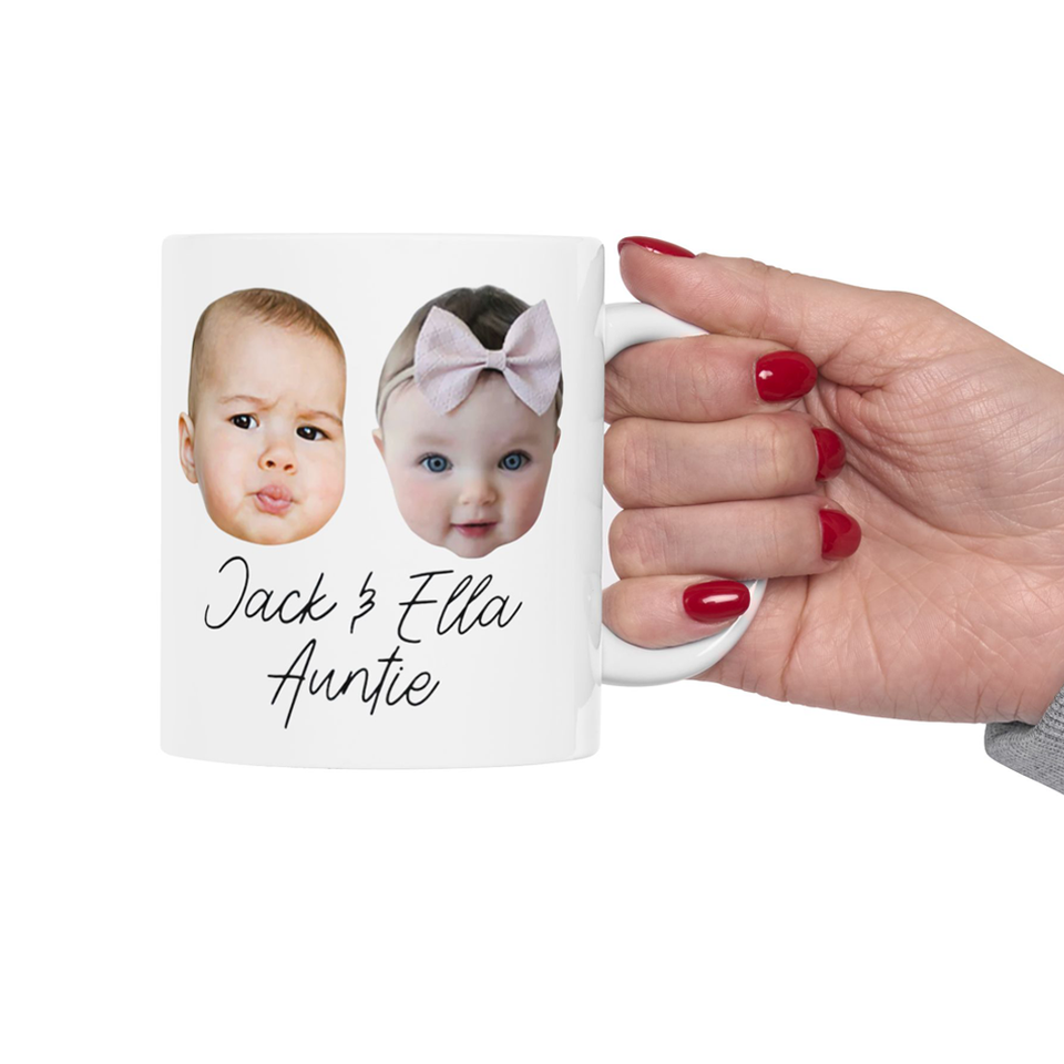 Personalized Gift for Auntie, Custom Baby Face Mug, Personalized Photo Mug