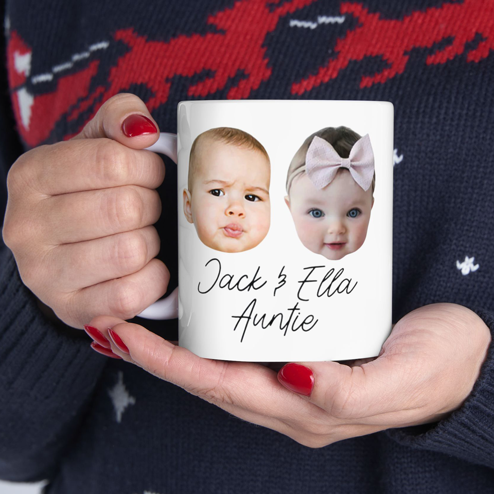 Personalized Gift for Auntie, Custom Baby Face Mug, Personalized Photo Mug