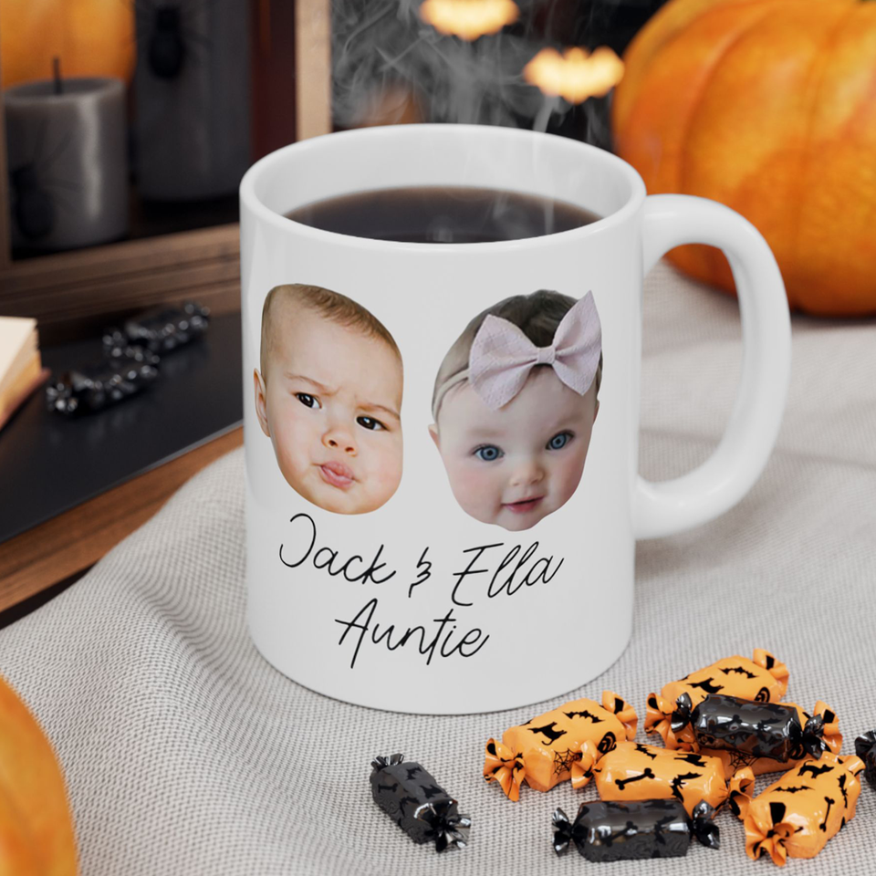 Personalized Gift for Auntie, Custom Baby Face Mug, Personalized Photo Mug