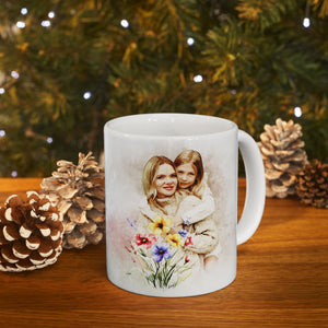 Personalized Mug with Watercolor Portrait from Photo – Unique Gift for Mother or Grandmother