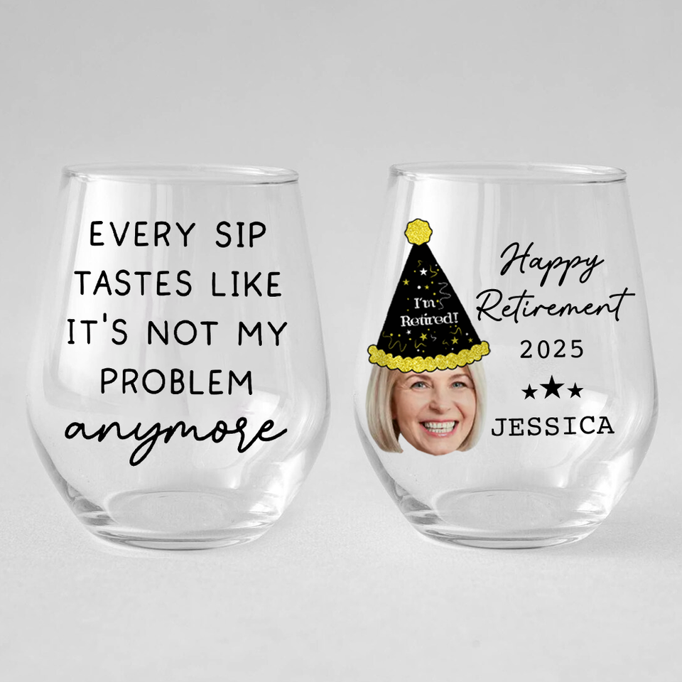 Personalized Retirement Wine Glass, Custom Gift for Boss or Coworker, Officially Retired Glass for Her