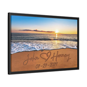 Valentine Day Gifts for Him or Her Beach Name In Sand Wall Art Premium Canvas