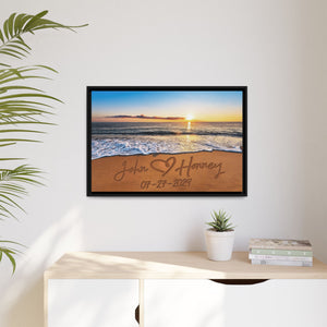 Personalized Sand Writing Canvas, Couple Gift, Anniversary Gift, Couple Names Canvas, Beach Name In Sand Wall Art Canvas