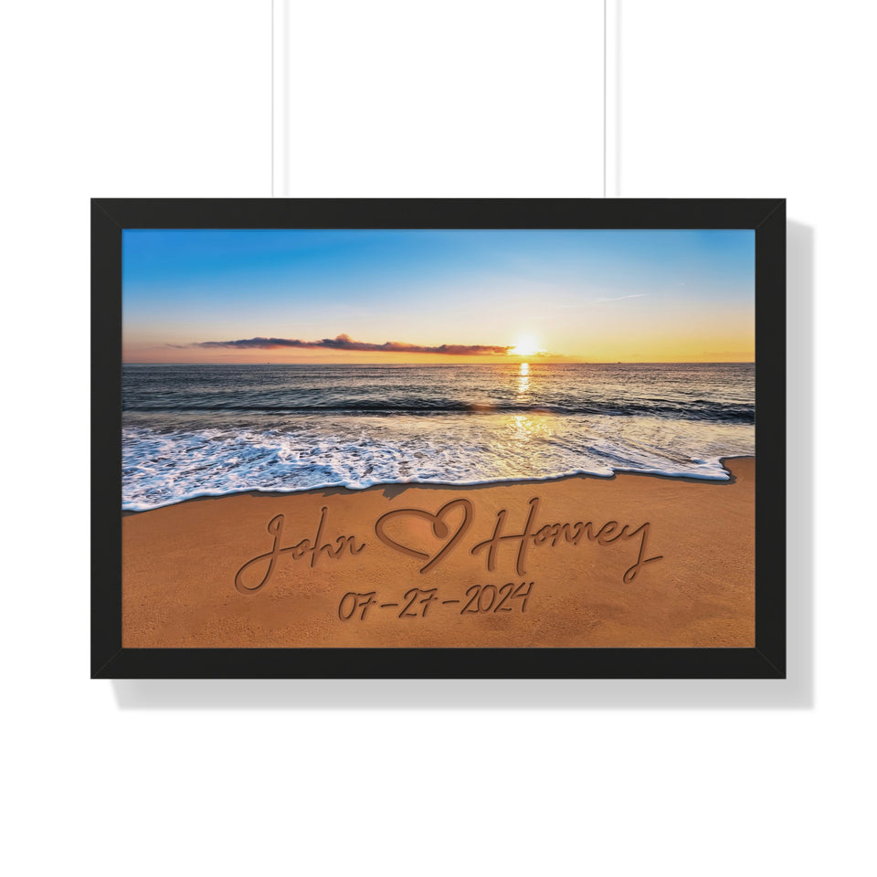 Valentine Day Gifts for Him or Her Beach Name In Sand Wall Art Premium Canvas