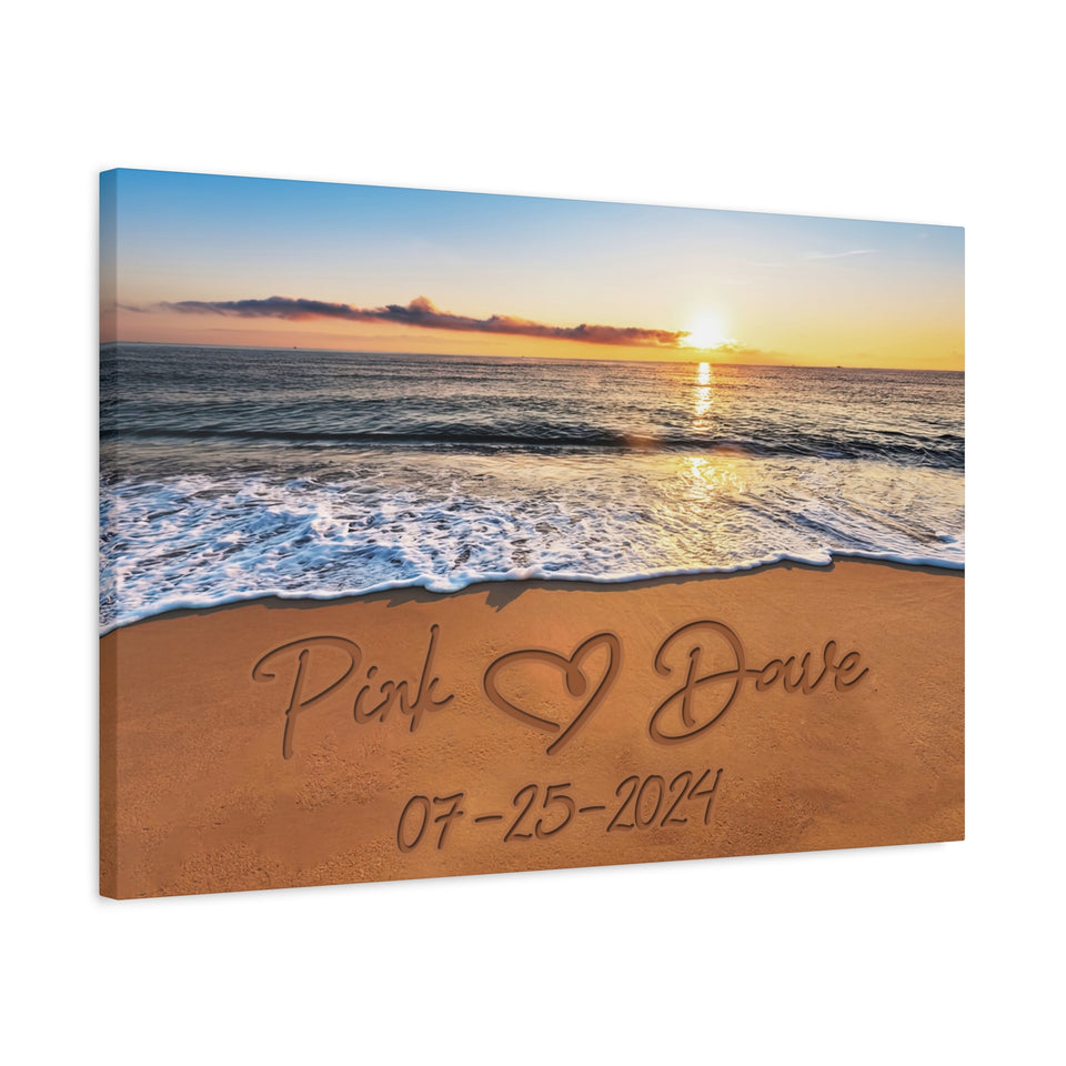 Valentine Day Gifts for Him or Her Beach Name In Sand Wall Art Premium Canvas
