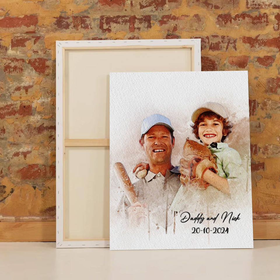 Personalized Dad Watercolor Portrait – Custom Painting from Photo – Unique Father’s Day or Memorial Gift