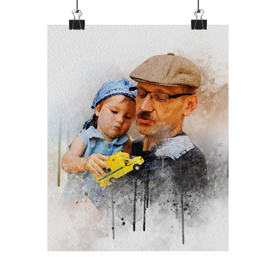 Personalized Dad Watercolor Portrait – Custom Painting from Photo – Unique Father’s Day or Memorial Gift