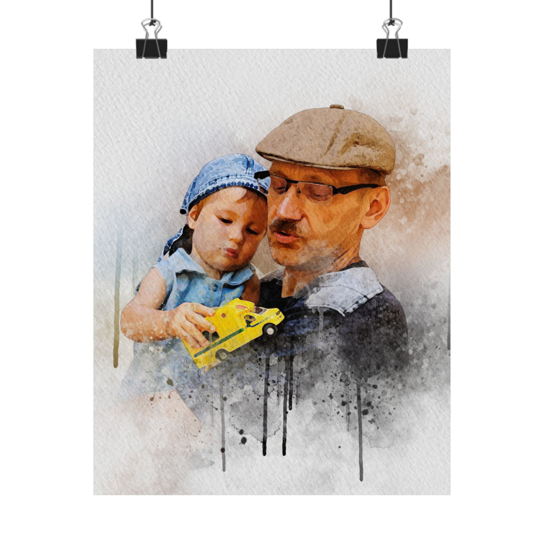 Personalized Dad Watercolor Portrait – Custom Painting from Photo – Unique Father’s Day or Memorial Gift