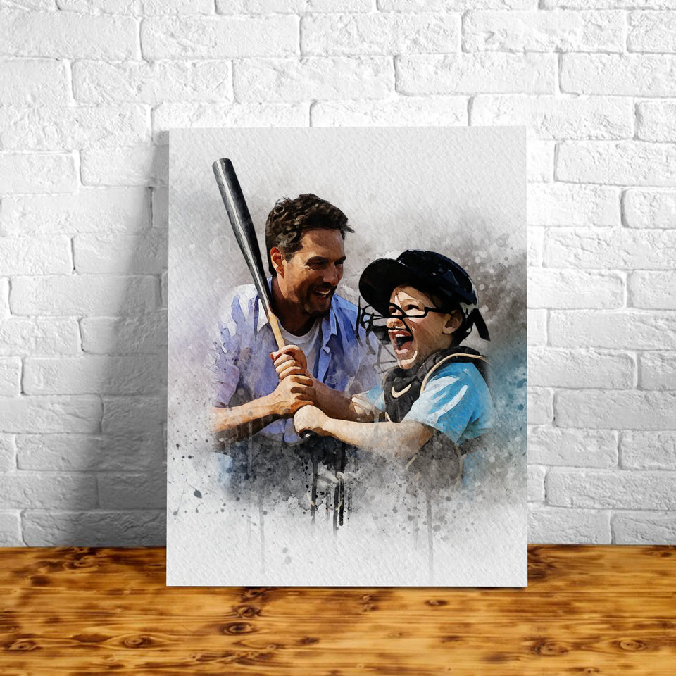 Personalized Dad Watercolor Portrait – Custom Painting from Photo – Unique Father’s Day or Memorial Gift