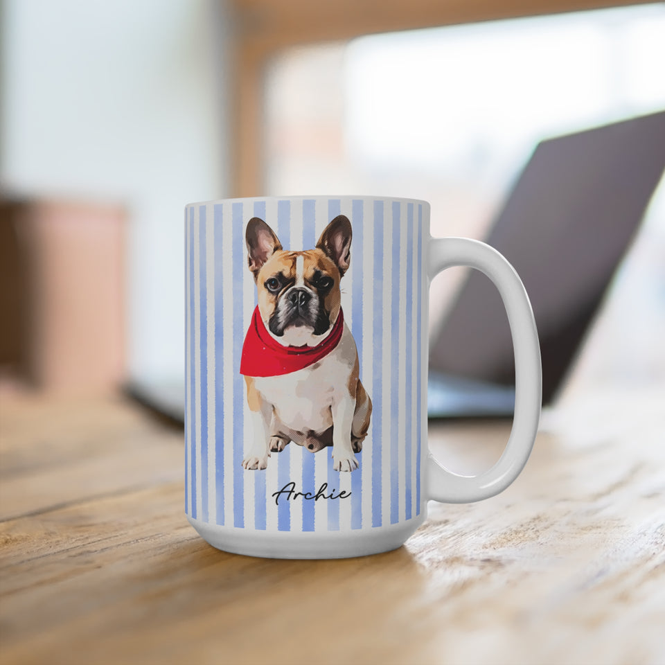 Personalized Watercolor Pet Portrait Mug – Custom Dog or Cat Photo Cup – Gift for Pet Lovers & Dog/Cat Moms