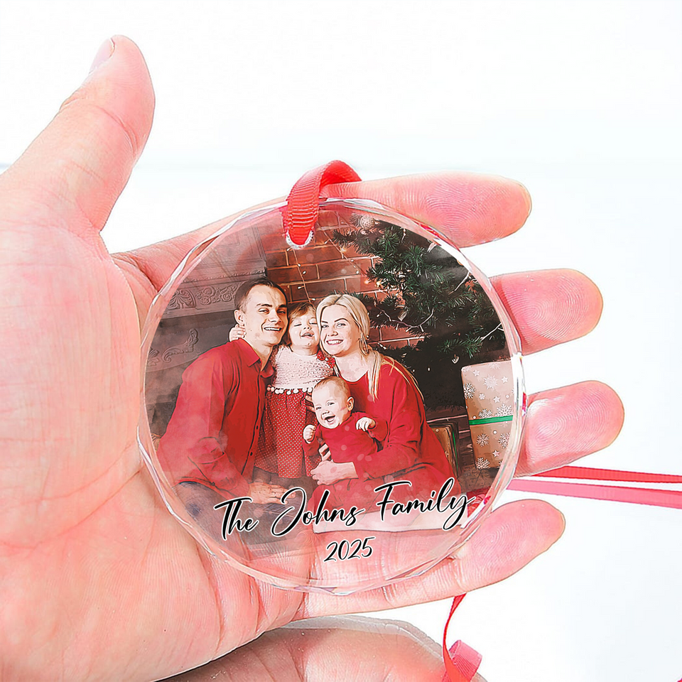 Personalized Watercolor Photo Portrait Ornament, Custom Family Ornament with Picture