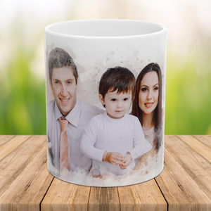 Personalized Watercolor Portrait Mug from Photo – Custom Family Gift for Dad, Mom, Grandma, Grandpa