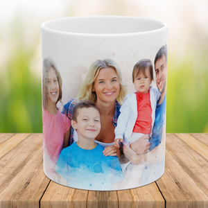 Personalized Watercolor Portrait Mug from Photo – Custom Family Gift for Dad, Mom, Grandma, Grandpa
