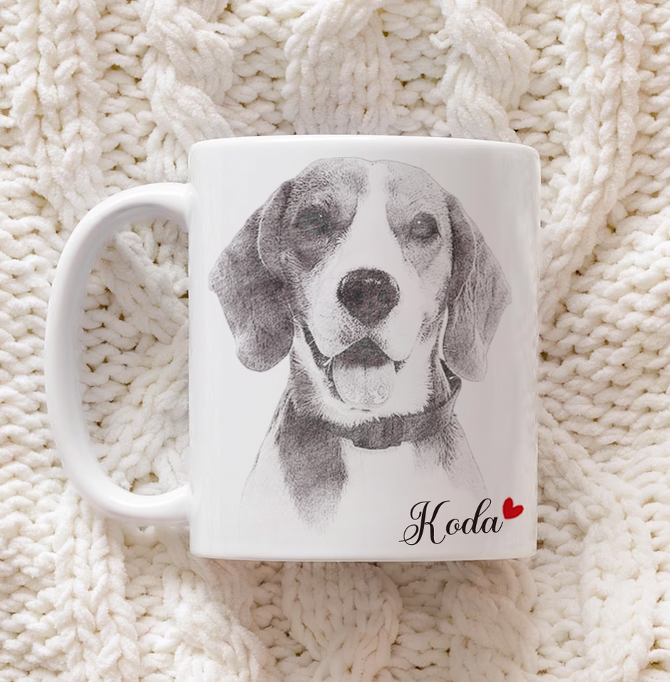 Pet Photo Mug – Custom Dog or Cat Portrait Mug – Perfect Gift for Dog Lovers or Memorial Keepsake
