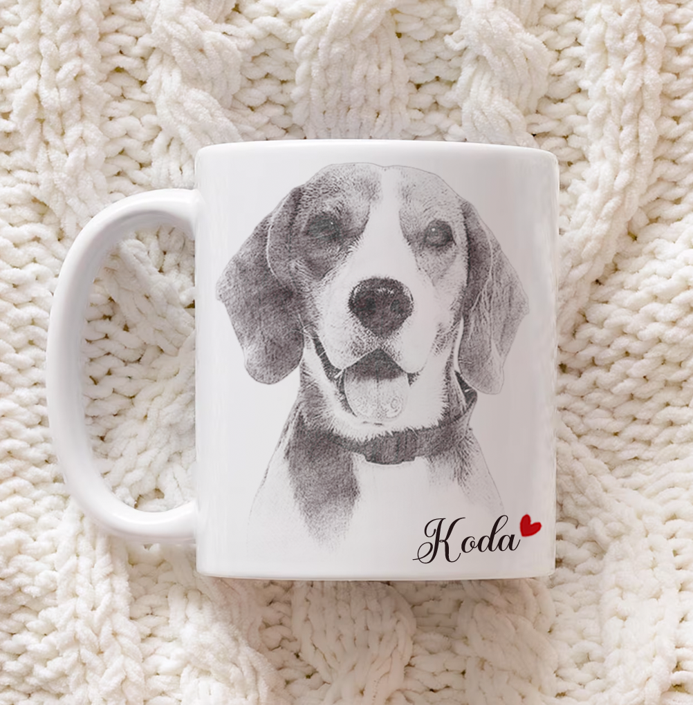 Pet Photo Mug – Custom Dog or Cat Portrait Mug – Perfect Gift for Dog Lovers or Memorial Keepsake