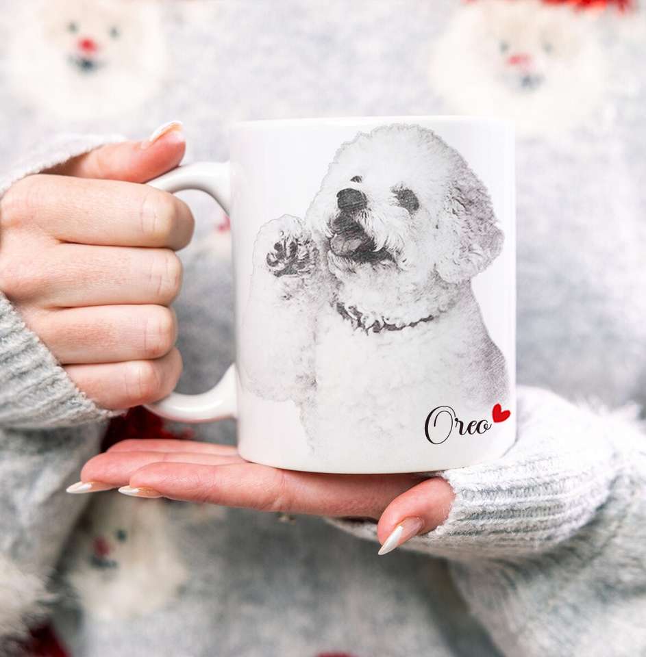 Pet Photo Mug – Custom Dog or Cat Portrait Mug – Perfect Gift for Dog Lovers or Memorial Keepsake