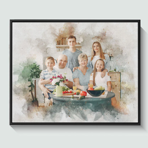 Photo Watercolor Gift for Family Canvas, Family Gift Personalized Watercolor Portrait, Christmas Birthday Gift, Any Photo Watercolor Art