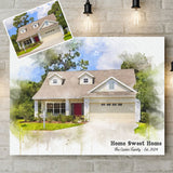 Home Sweet Home Watercolor Photo Portrait, Housewarming Gifts, Gifts for New Homeowners