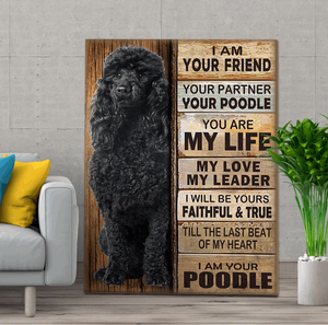 Black Poodle Dog Premium Wall Art Canvas, Dog Mom Gift, Dog Dad Gift, Pet Owner Gifts, Custom Dog Portrait Canvas