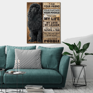 Black Poodle Dog Premium Wall Art Canvas, Dog Mom Gift, Dog Dad Gift, Pet Owner Gifts, Custom Dog Portrait Canvas