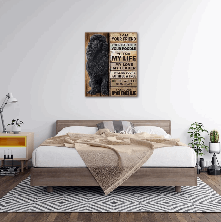 Black Poodle Dog Premium Wall Art Canvas, Dog Mom Gift, Dog Dad Gift, Pet Owner Gifts, Custom Dog Portrait Canvas