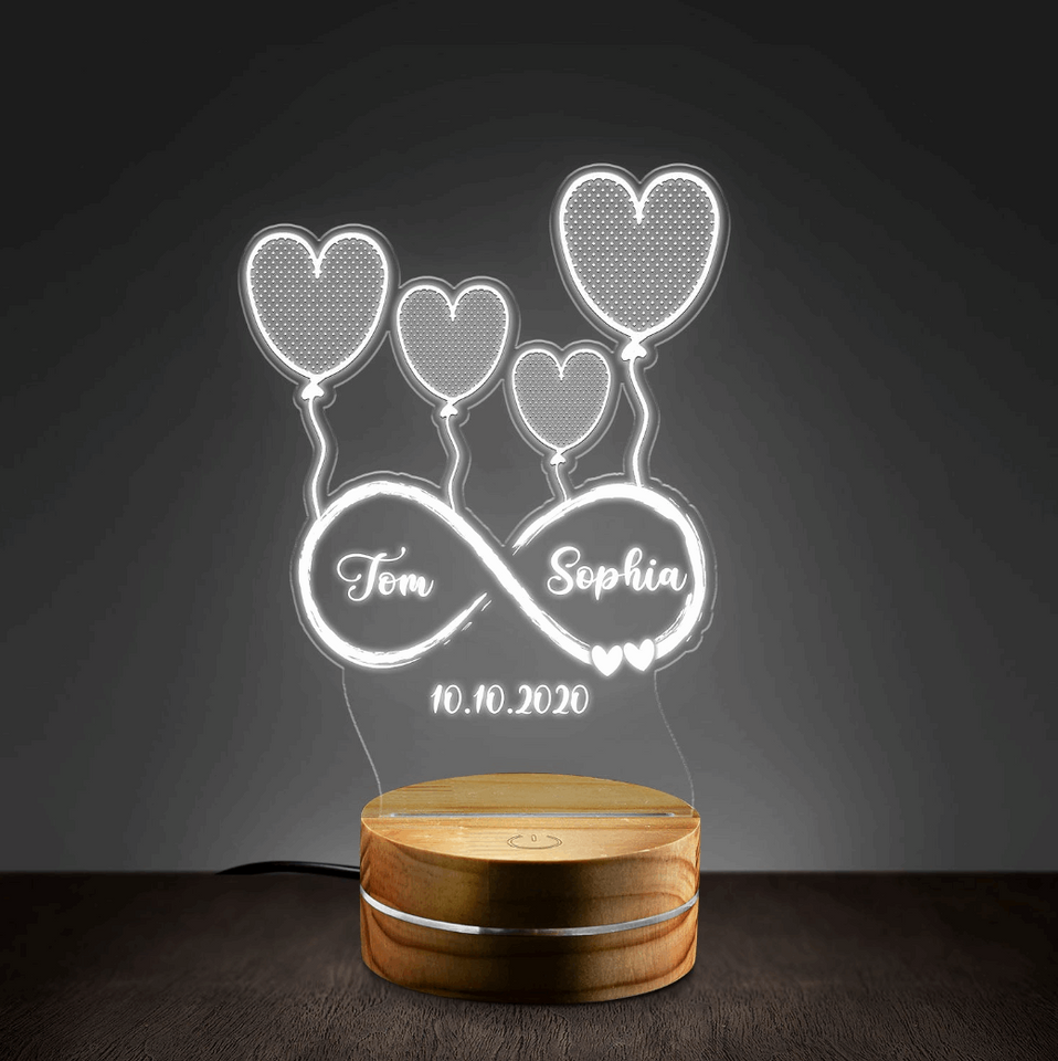 Anniversary Couple Gifts for Her Personalized Acrylic Plaque LED Lamp Night Light