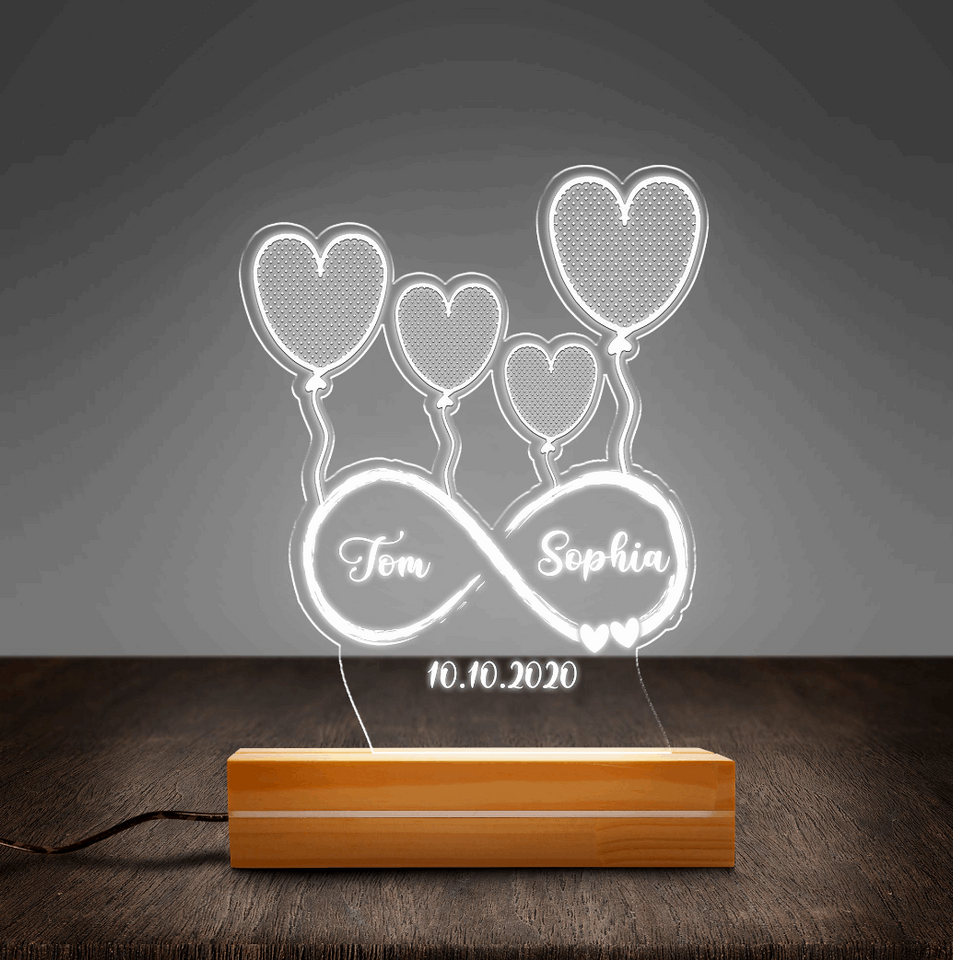 Anniversary Couple Gifts for Her Personalized Acrylic Plaque LED Lamp Night Light