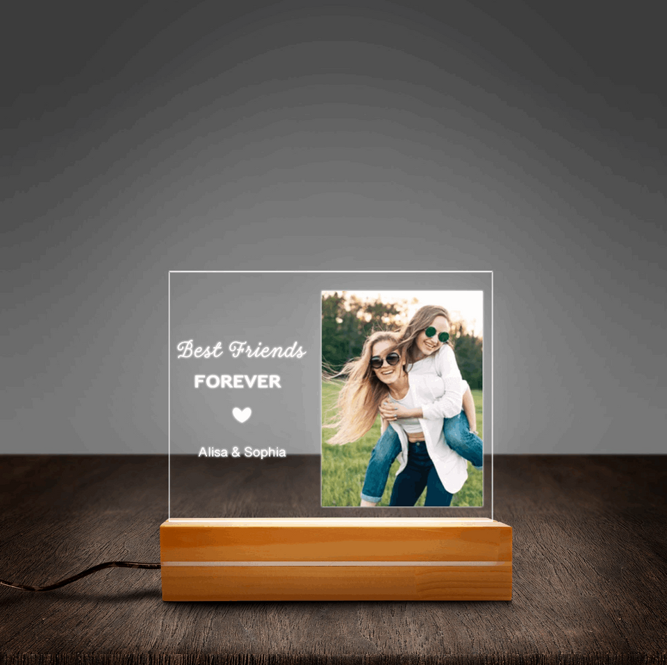 Best Friend Gift Personalized Gifts for Her Best Friend Birthday Gift Personalized Acrylic Plaque LED Lamp Night Light