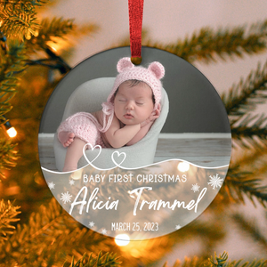 Baby's First Christmas Acrylic Ornament, Custom 1st Christmas Ornament