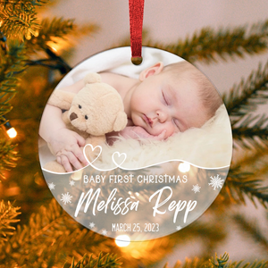Baby's First Christmas Acrylic Ornament, Custom 1st Christmas Ornament