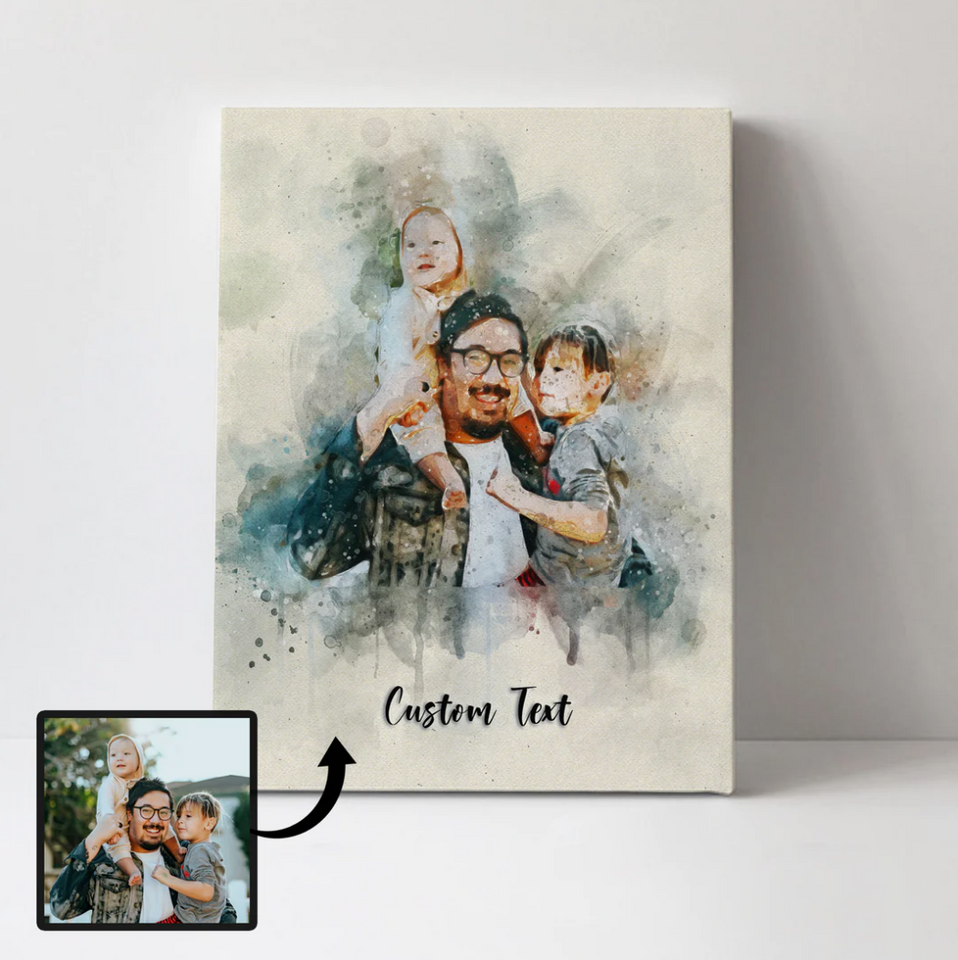 Custom Watercolor Painting, Personalized Family Gift Canvas, Family Portrait, Painting from Photo - GreatestCustom
