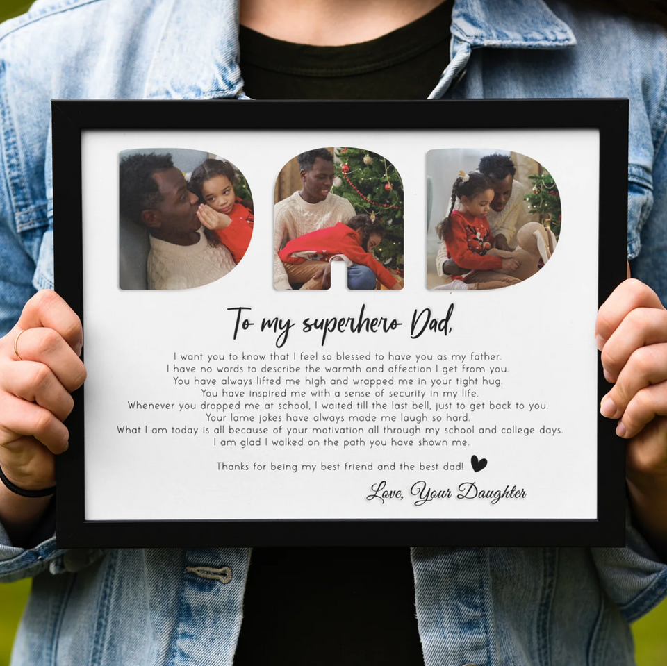 Personalized Letter Photo Canvas For Dad, Gift For Dad, Gift For Father's Day, Birthday Gift For Daddy, Lettering Canvas