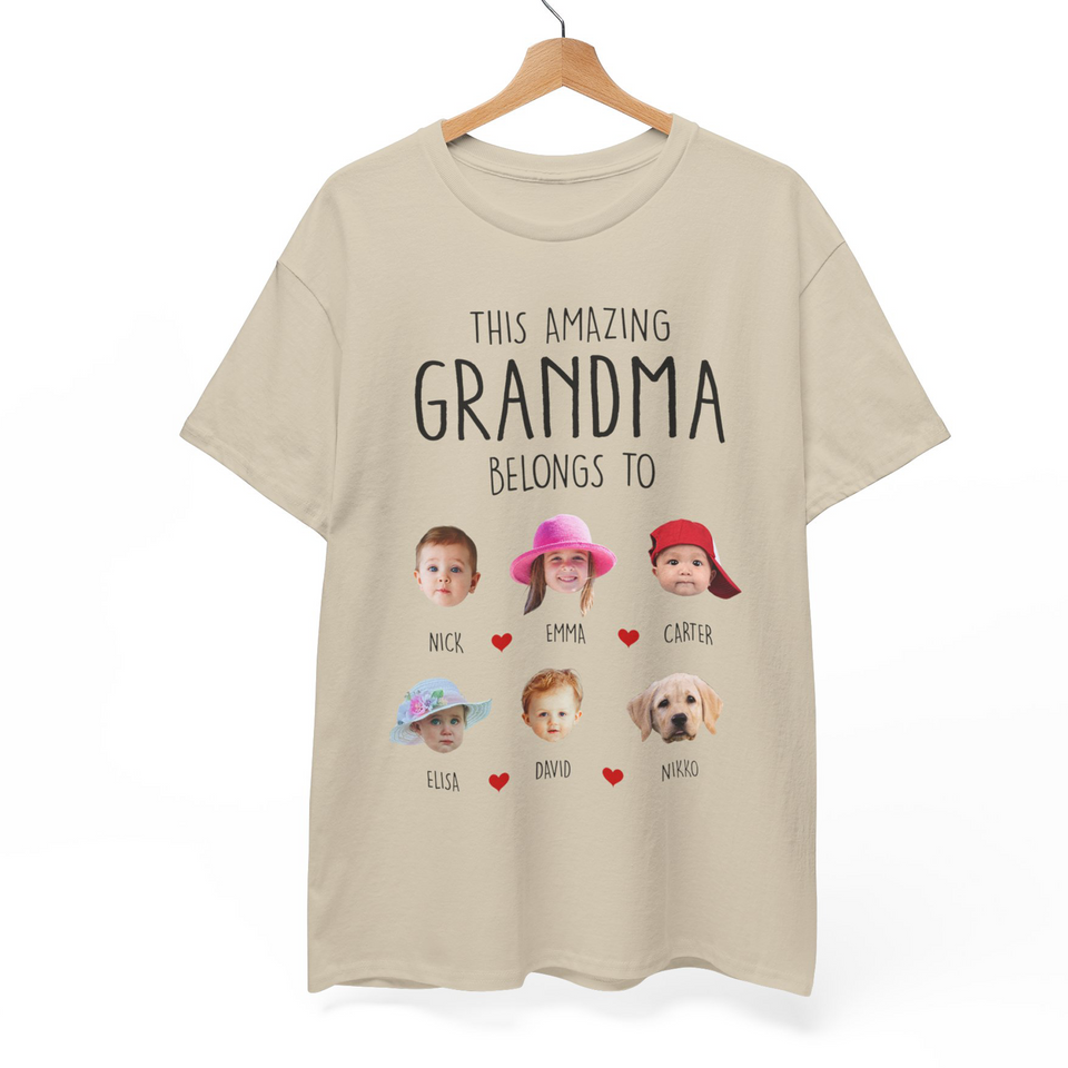 This Amazing Grandma Belongs To Personalized T-Shirt with Baby Photo & Name, Unique Gift for Grandma
