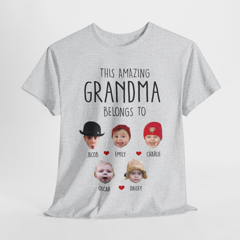 This Amazing Grandma Belongs To Personalized T-Shirt with Baby Photo & Name, Unique Gift for Grandma