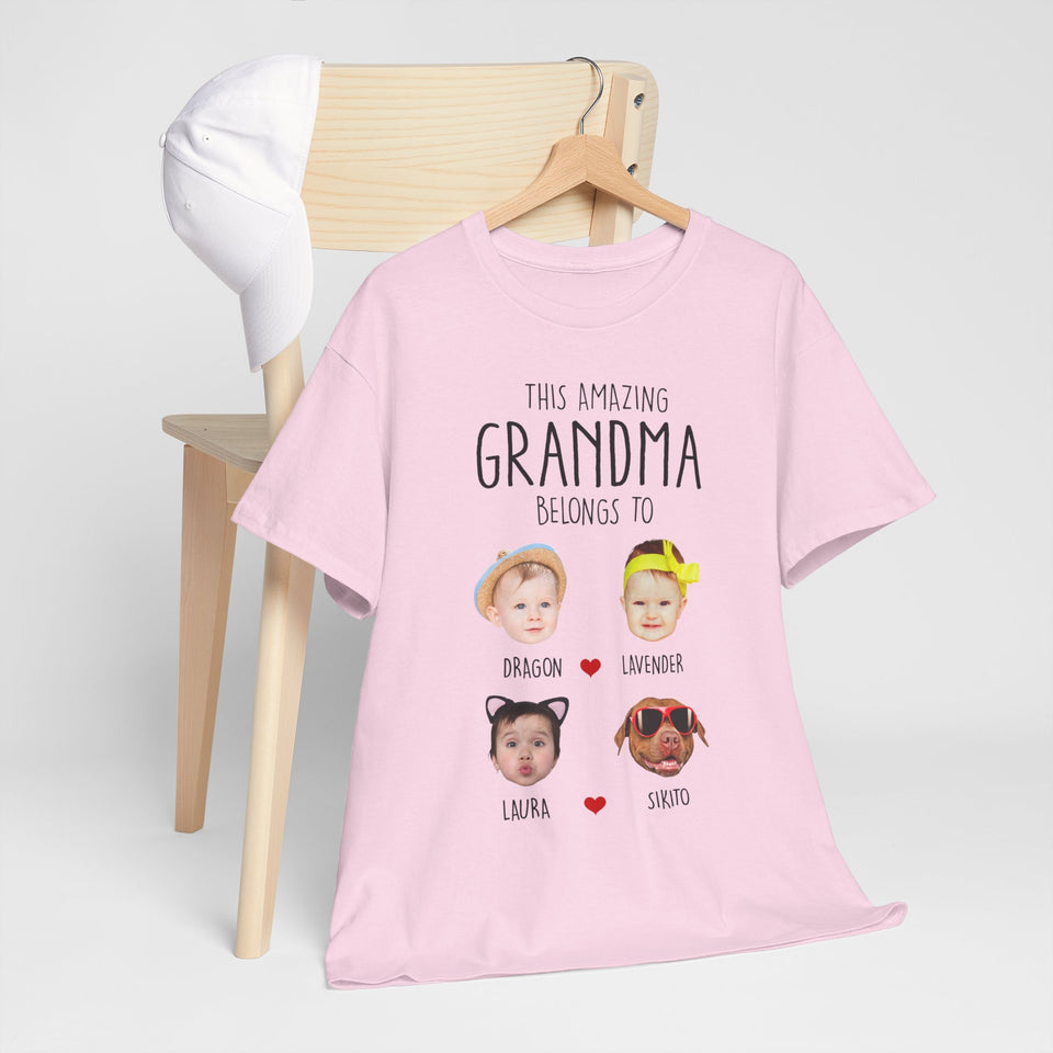 This Amazing Grandma Belongs To Personalized T-Shirt with Baby Photo & Name, Unique Gift for Grandma