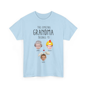 This Amazing Grandma Belongs To Personalized T-Shirt with Baby Photo & Name, Unique Gift for Grandma