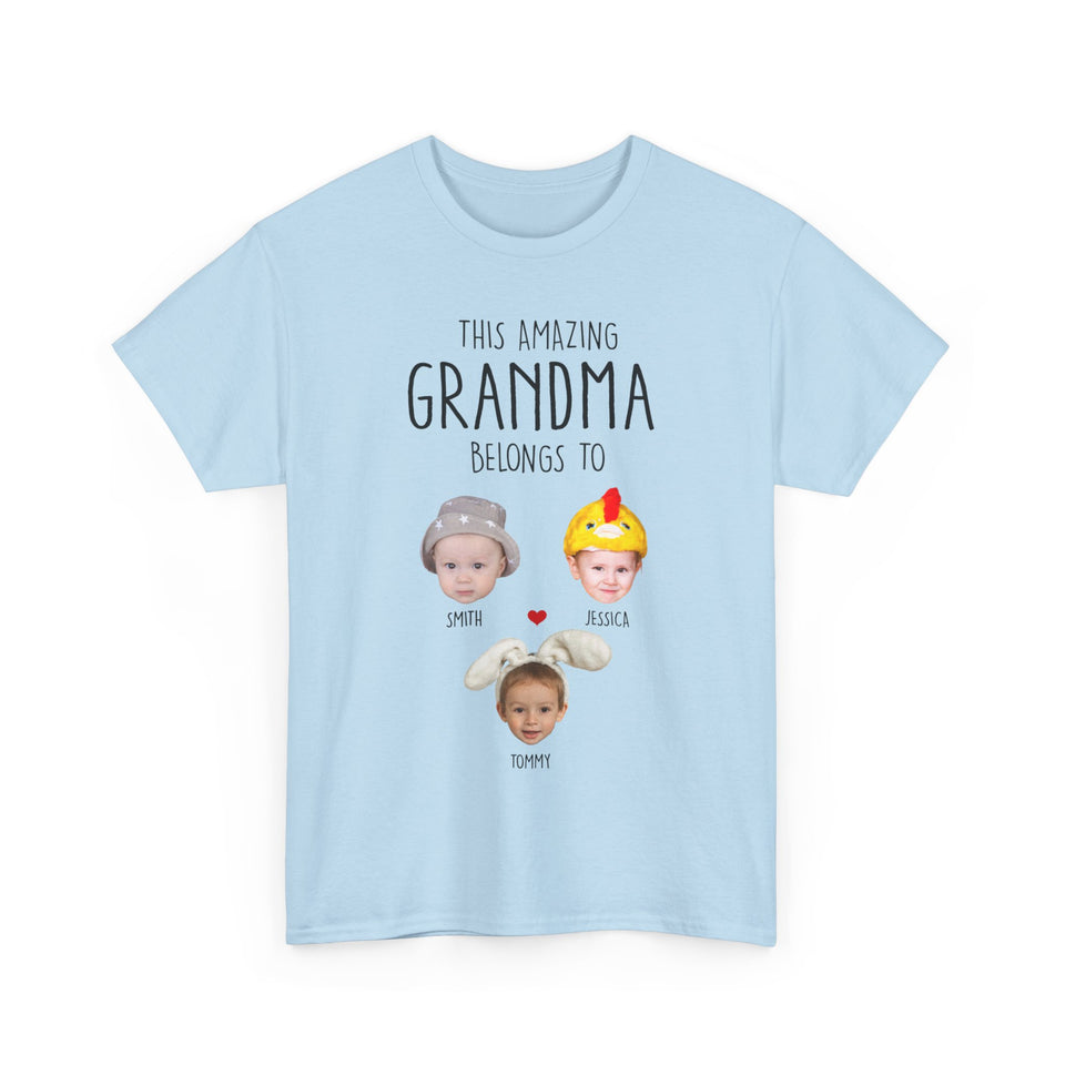 This Amazing Grandma Belongs To Personalized T-Shirt with Baby Photo & Name, Unique Gift for Grandma