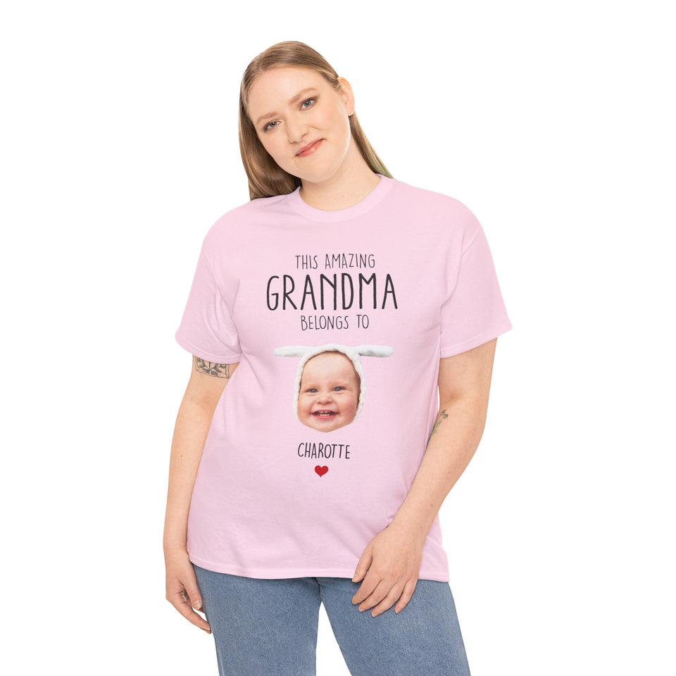 This Amazing Grandma Belongs To Personalized T-Shirt with Baby Photo & Name, Unique Gift for Grandma