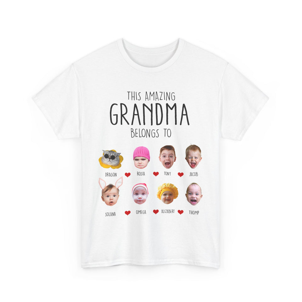 This Amazing Grandma Belongs To Personalized T-Shirt with Baby Photo & Name, Unique Gift for Grandma