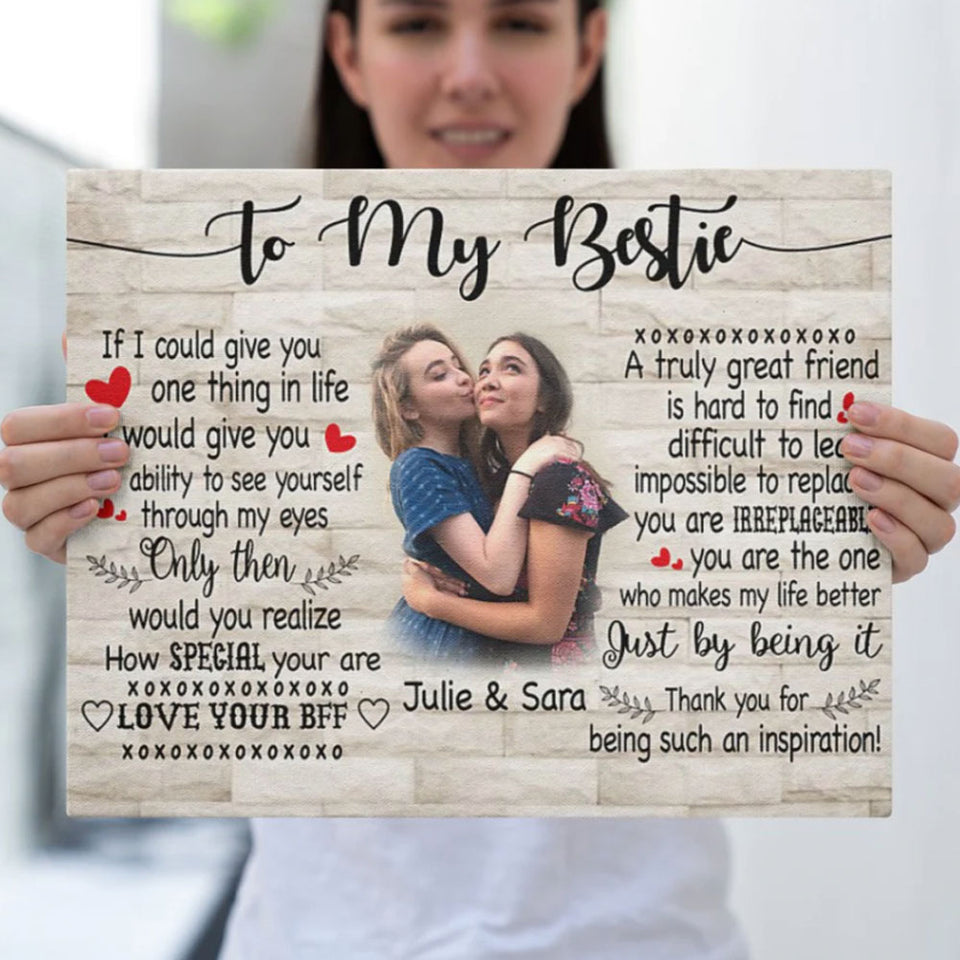 To my Best Friend Gift Personalized Canvas Wall Art with Your Photo