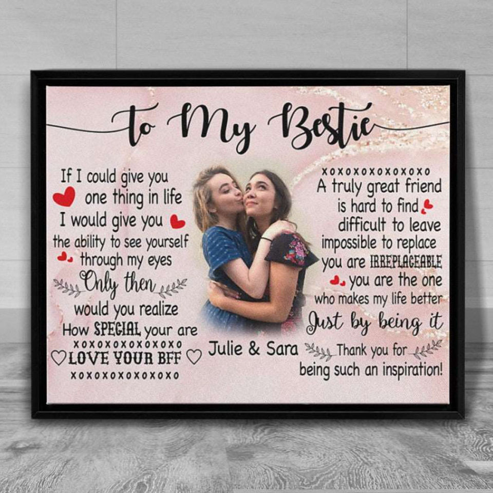 To my Best Friend Gift Personalized Canvas Wall Art with Your Photo