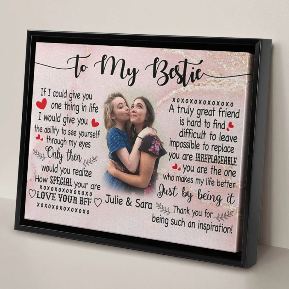 To my Best Friend Gift Personalized Canvas Wall Art with Your Photo