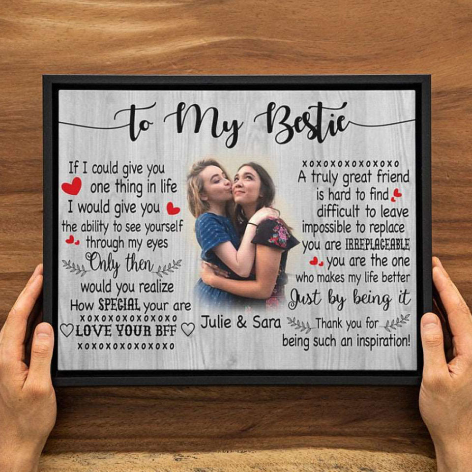 To my Best Friend Gift Personalized Canvas Wall Art with Your Photo