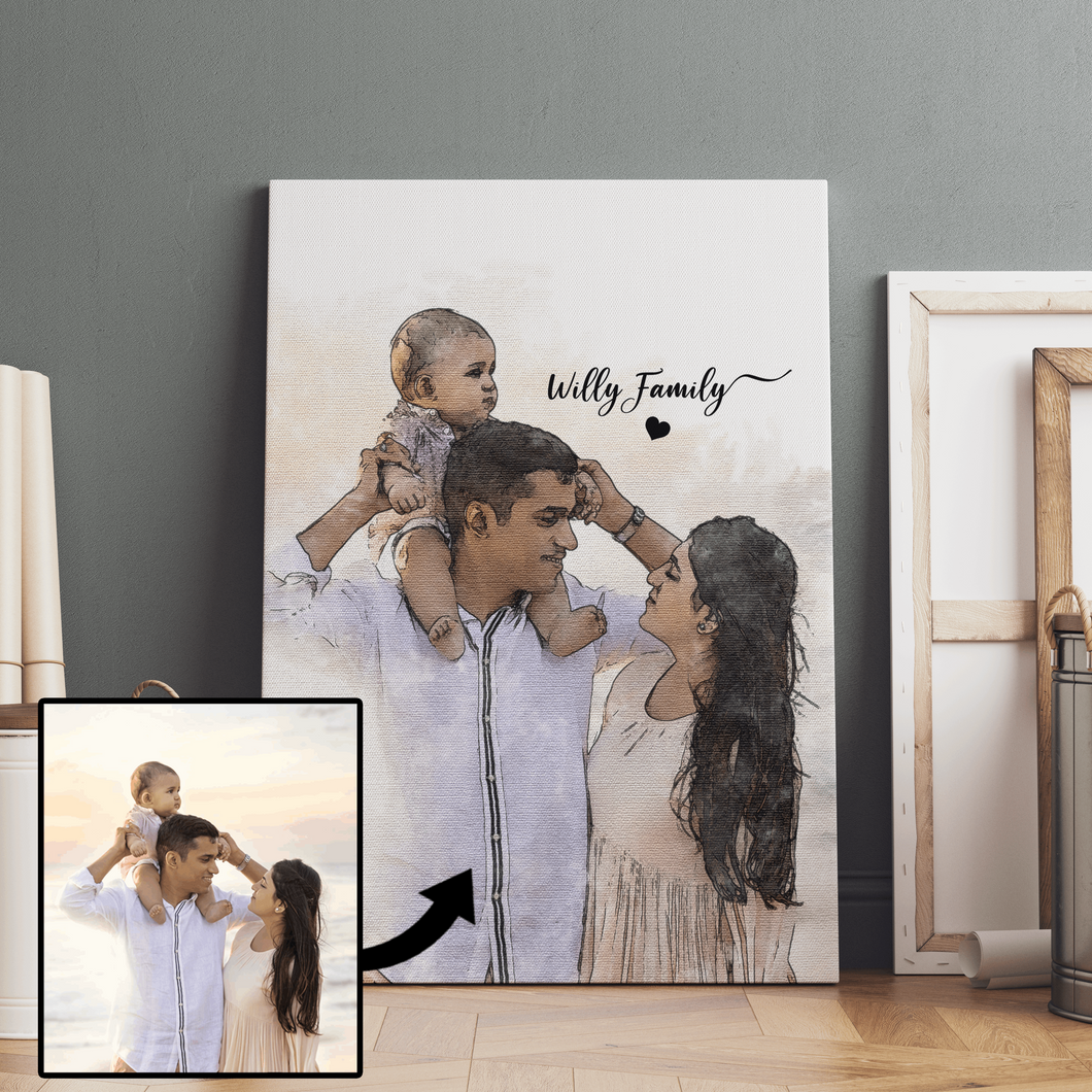 Canvas Portrait From Photo, Painting From Photo, Wedding Illustration, Family Portrait Watercolor, Christmas Gift, Custom Couple Portrait