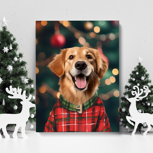 Christmas Custom Pet Portrait, Animal Lover Christmas Gift Canvas