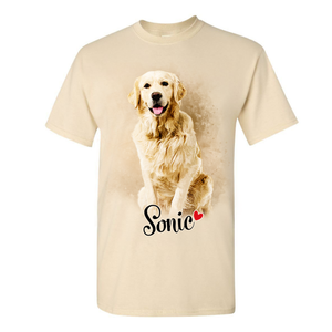 Watercolor Pet Portrait T-Shirt from Your Photo – Custom T-Shirt for Dog, Cat, or Any Animal Lovers