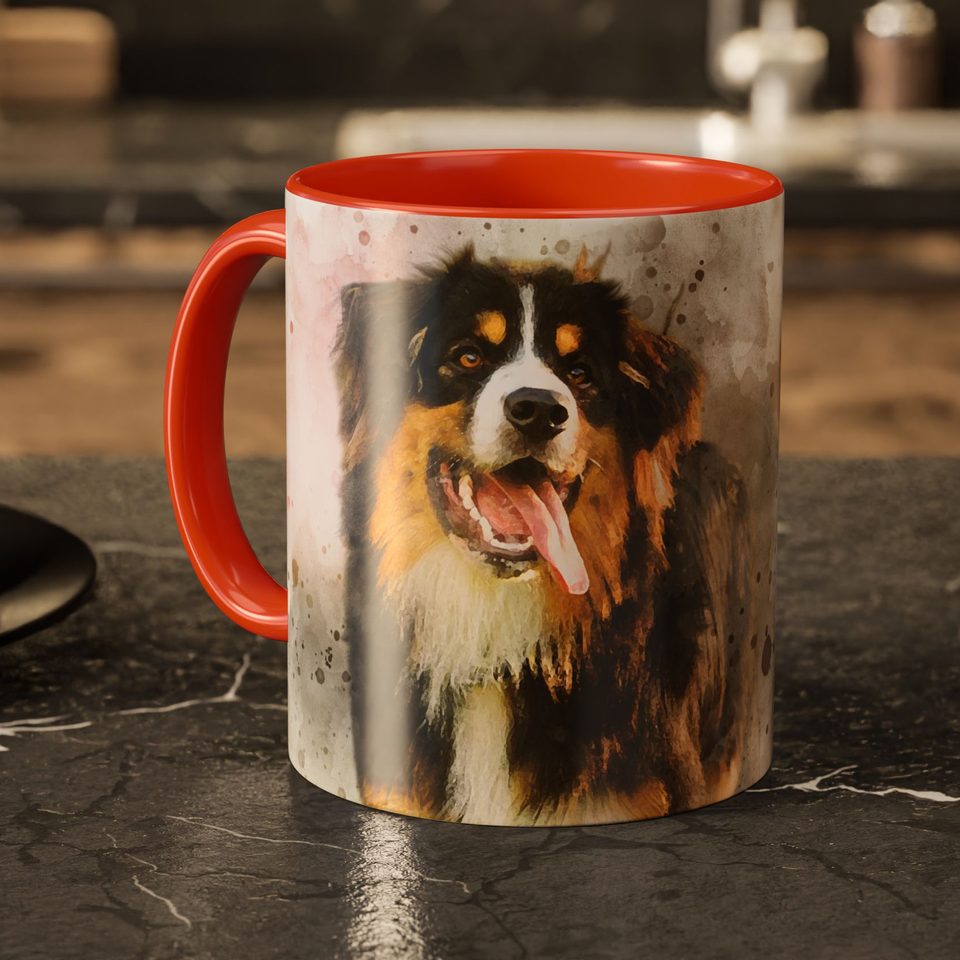 Watercolor Pet Portrait from Photo Accent Mug, Custom Pet Photo Accent Mug, Unique Pet Loss Gift
