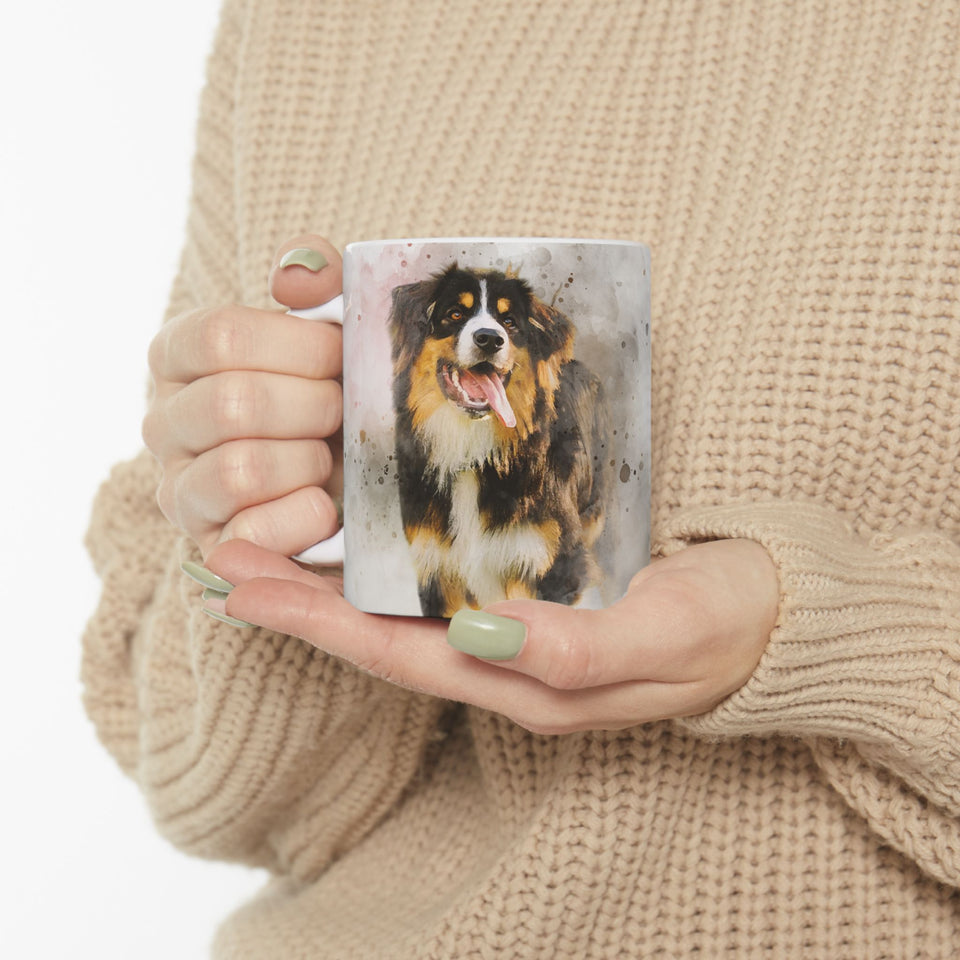 Watercolor Pet Portrait from Photo Ceramic Mug, Custom Pet Photo Mug, Unique Pet Loss Gift