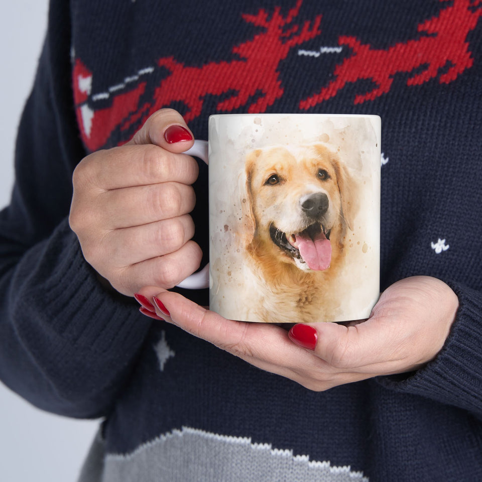 Watercolor Pet Portrait from Photo Ceramic Mug, Custom Pet Photo Mug, Unique Pet Loss Gift