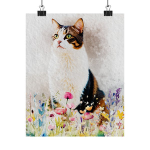 Watercolor Pet with Wildflowers Portrait from Photo Poster, Custom Pet Photo Art, Unique Pet Loss Gift